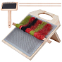 Tabla de mezcla de caucho y madera de pino, con peines de acero inoxidable para mascotas y palitos de madera para manualidades