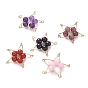 Natural Gemstone Pendants, with Golden Plated Iron Eye Pin, Star