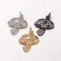 Brass Micro Pave Cubic Zirconia Pendants, Grade AAA, Mushroom, Cadmium Free & Nickel Free & Lead Free, 15x13x3mm, Hole: 2mm