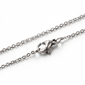  Classic Plain 304 Stainless Steel Mens Womens Cable Chain Necklaces, 17.7 inch(450mm), 1.5mm