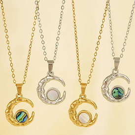 304 ожерелья с подвеской в виде полумесяца из натуральной ракушки из нержавеющей стали