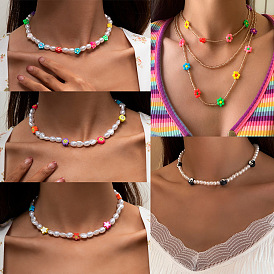 Богемное красочное ожерелье из бисера с буквами ромашки для женских модных украшений