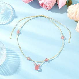 Вишневое кварцевое стекло граненая каплевидная подвеска нейлоновый шнур плетеные регулируемые ожерелья для женщин