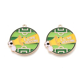 Подвески из эмали и сплава, футбольные и плоские круглые подвески, золотые