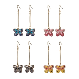 Alloy Enamel Butterfly Dangle Earrings