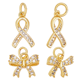 8 шт. 2 стили латунные микро-паве кубические циркониевые подвески, с целью перехода в кольце