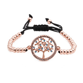 Adjustable Tree of Life Bracelet with Micro Inlaid Zircon - Elegant and Stylish