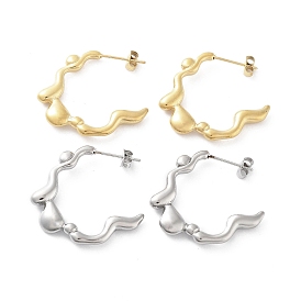 304 Stainless Steel Twist Ring Stud Earrings, Half Hoop Earrings