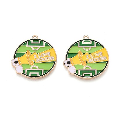 Подвески из эмали и сплава, футбольные и плоские круглые подвески, золотые
