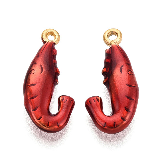 304 нержавеющей стальной эмали подвески, креветки прелести, ионное покрытие (ip), реальный 18 k позолоченный