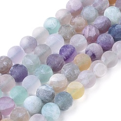 Fluorite naturel chapelets de perles, givré, ronde