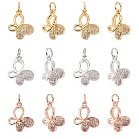 Brass Micro Pave Cubic Zirconia Butterfly Charms