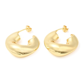 Brass Twist Donut Stud Earrings, Half Hoop Earrings, Long-Lasting Plated, Lead Free & Cadmium Free
