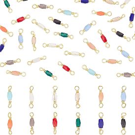40pcs 10 colors Electroplated Glass Links Connectors, with Golden Brass Findings, Cadmium Free & Lead Free, Faceted, Polygon