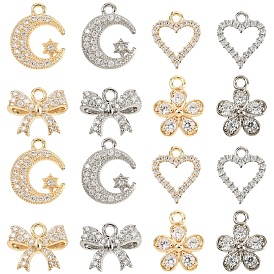 16 шт. 8 стили стойка покрытие латунь микропаве кубические циркониевые подвески, долговечный