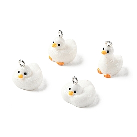 Непрозрачные подвески смолы, прелести утки, с платиновыми тоновыми железными петлями