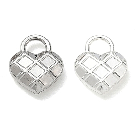 Alloy Charms, Heart with Check Pattern Charms