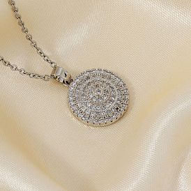 Модные универсальные плоские круглые ожерелья из латуни с микро-паве и прозрачным кубическим цирконием для женщин