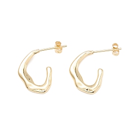 Twist Shape Stud Earrings, Half Hoop Earrings, Brass Open Hoop Earrings for Women