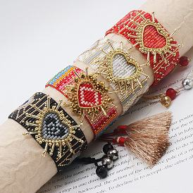 Chic Handmade Heart Bead Tassel Bracelet - European Style Miyuki Design
