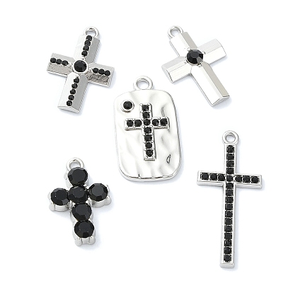 Сплав покрытия стойки с подвесками из черного горного хрусталя, крестик