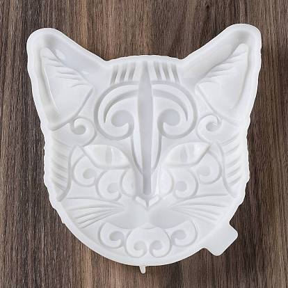 Cat Face Shape DIY Wall Decoration Silicone Molds, Resin Casting Molds, for UV Resin, Epoxy Resin Craft Making