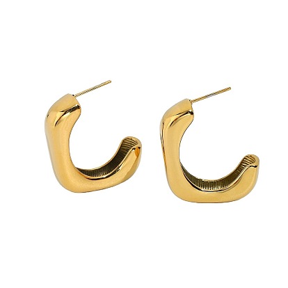 Unique Square Gold Ear Studs - 30mm Stainless Steel Open Hoop Earrings