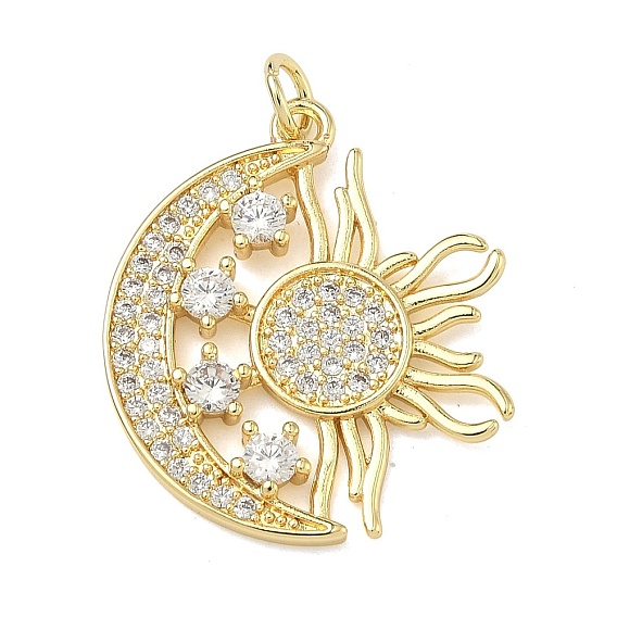 Латунные микропаве прозрачные подвески с фианитом, солнце с лунными чарами, без свинца и без кадмия, стойки покрытие, долговечный