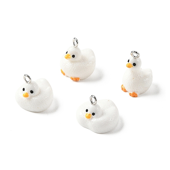 Непрозрачные подвески смолы, прелести утки, с платиновыми тоновыми железными петлями