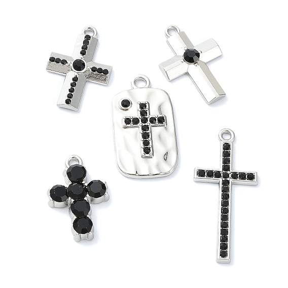 Сплав покрытия стойки с подвесками из черного горного хрусталя, крестик