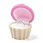 Velvet Ring Boxes, with Plastic and Rhinestone, Cupcake