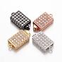 Rectangle Brass Micro Pave Cubic Zirconia Box Clasps, Cadmium Free & Nickel Free & Lead Free, 20x11x5mm, Hole: 1mm