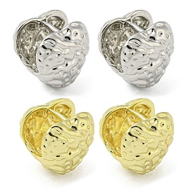 Textured Heart Rack Plating Brass Hoop Earrings, Cadmium Free & Lead Free