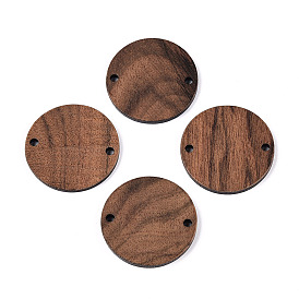 Подвески-соединители из вощеного орехового дерева, плоско-круглые