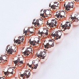 Electroplate Non-magnetic Synthetic Hematite Beads Strands, Faceted, Round