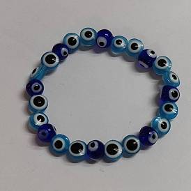 Evil Eye Lampwork & Resin Beaded Stretch Bracelet for Men Women
