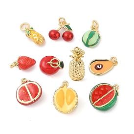 Подвески из латуни с эмалью в стойку, с целью перехода в кольце, долговечный, реальный 18 k позолоченный, без кадмия и без свинца, фруктовое очарование