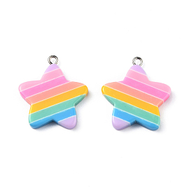 Подвески из смолы со звездой радуги, с платиновым покрытием железных шпеньков