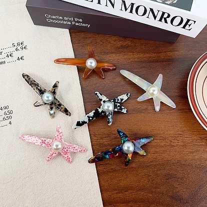 Заколки для волос из ацетата целлюлозы (смола) в виде морской звезды, с имитацией жемчуга, аксессуары для волос для девочек и женщин