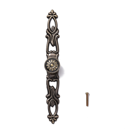 Vintage Victorian Floral Pattern Alloy Cabinet Door Knobs, Kitchen Drawer Pulls Cabinet Handles, with Iron Screws