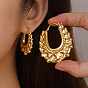 Vintage Embossed Teardrop Brass Hoop Earrings