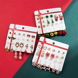 Ensemble de boucles d'oreilles cloche en perles de Noël - à la mode et festives