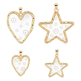 4 шт. 4 стили подвески из латуни и эпоксидной смолы с покрытием, с пластиковой бисера, долговечный, без свинца и без кадмия