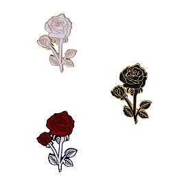 Valentine's Day Theme Alloy Brooches, Enamel Rose Lapel Pin, for Backpack Clothes