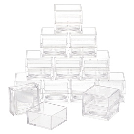 Transparent Plastic Bead Containers, with Hinged Lids, Flip Cover, Commemorative Coin Protection Box, Square