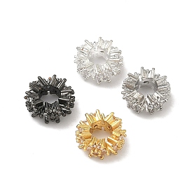 Бусины из прозрачного кубического циркония в форме цветка, латунь., большое отверстие шарик, без кадмия и без свинца, стойки покрытие, долговечный, большое отверстие шарик