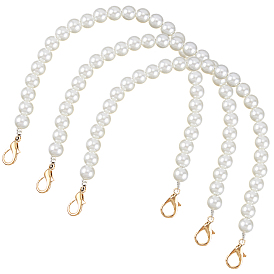 3 шт. пластиковые цепочки для сумок с круглыми бусинами, имитирующими жемчуг, с застежками золотой тон сплава, аксессуары для изготовления кошельков