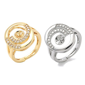 Регулируемые крепления колец для чашек с микропаве из кубического циркония из латуни, для полуполых бусин 