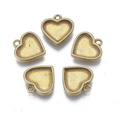 Charmes en laiton, cabochons, cœur