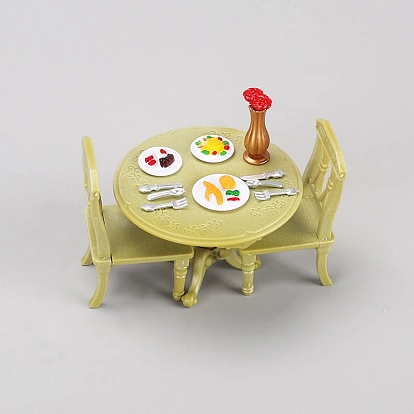 Tables et chaises en plastique, accessoires de maison de poupée micro paysage, faire semblant de décorations d'accessoires